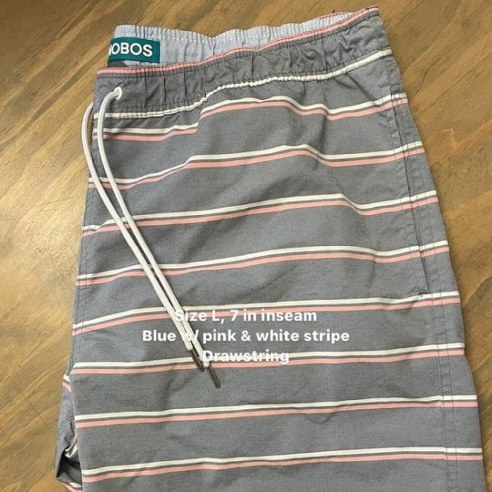 Men's Bonobos Bathing Suit - Blue w/ Pink & White Stripes